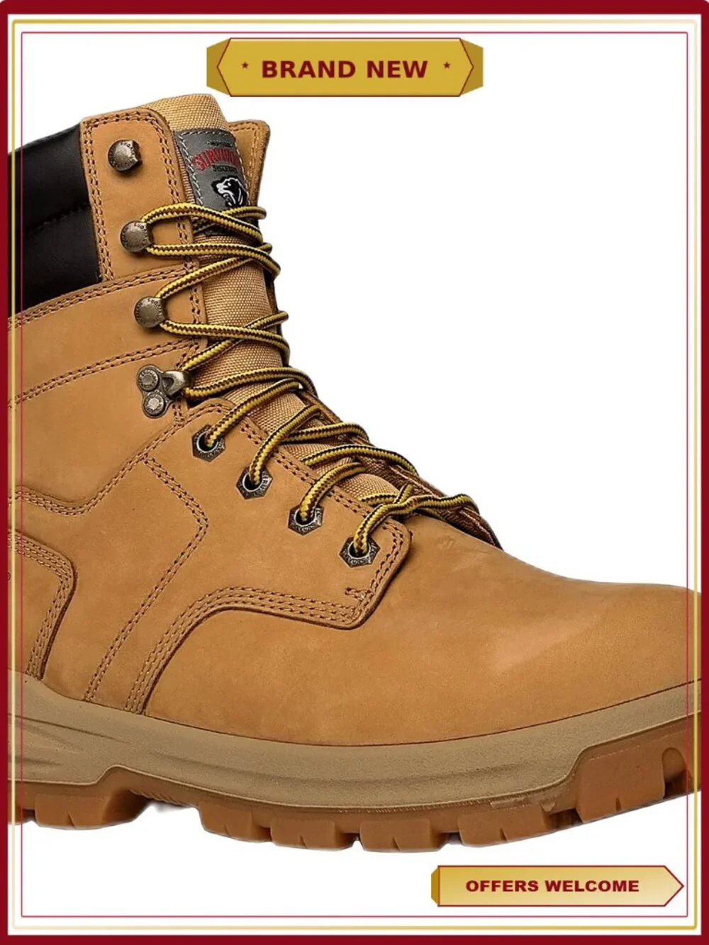 Steel Toe Work Boots 8 Inch Leather Anti-Fatigue